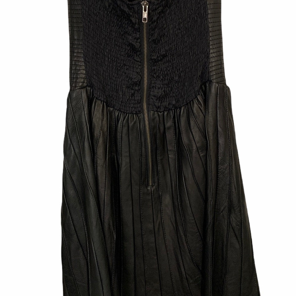 Parker Sz M Black Leather Corset Mini Dress - Picture 3 of 7